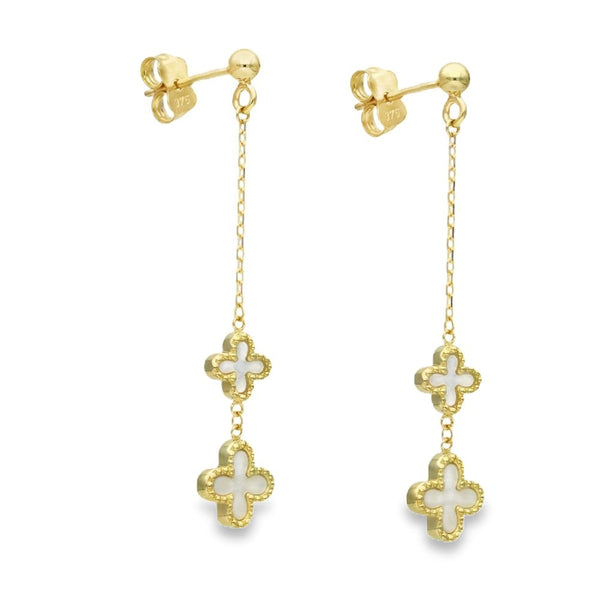 9ct Yellow Gold Mother Of Pearl Drop Earrings - 2.3g