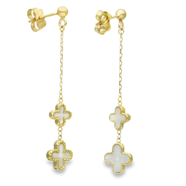 9ct Yellow Gold Mother Of Pearl Drop Earrings - 2.3g