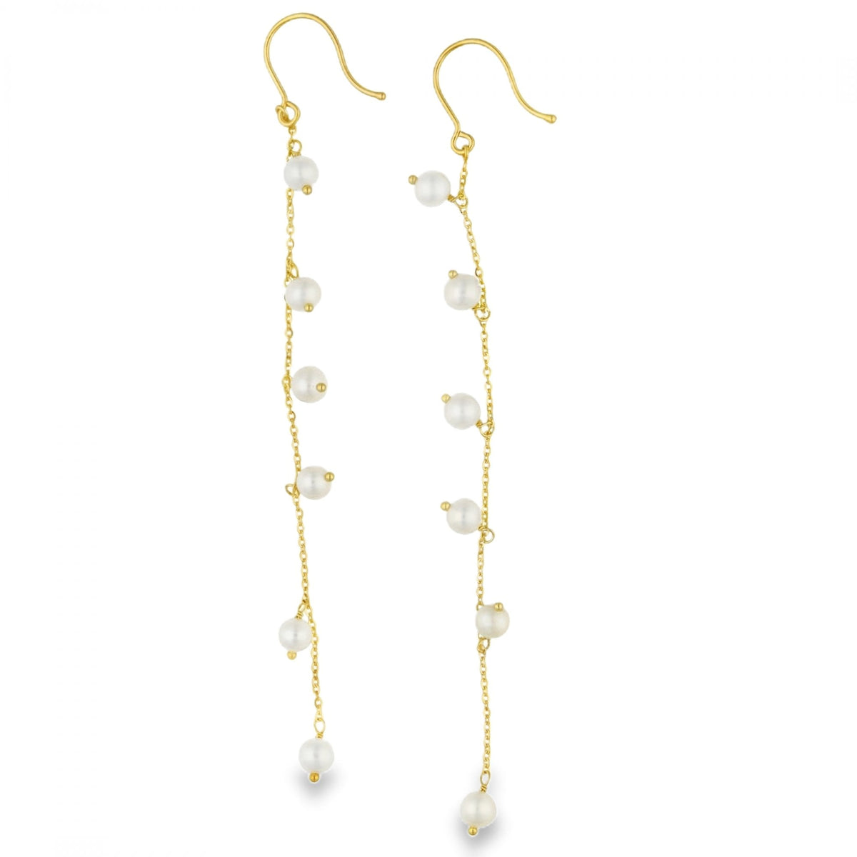 9ct Yellow Gold Pearl Drop Earrings - 1.9g