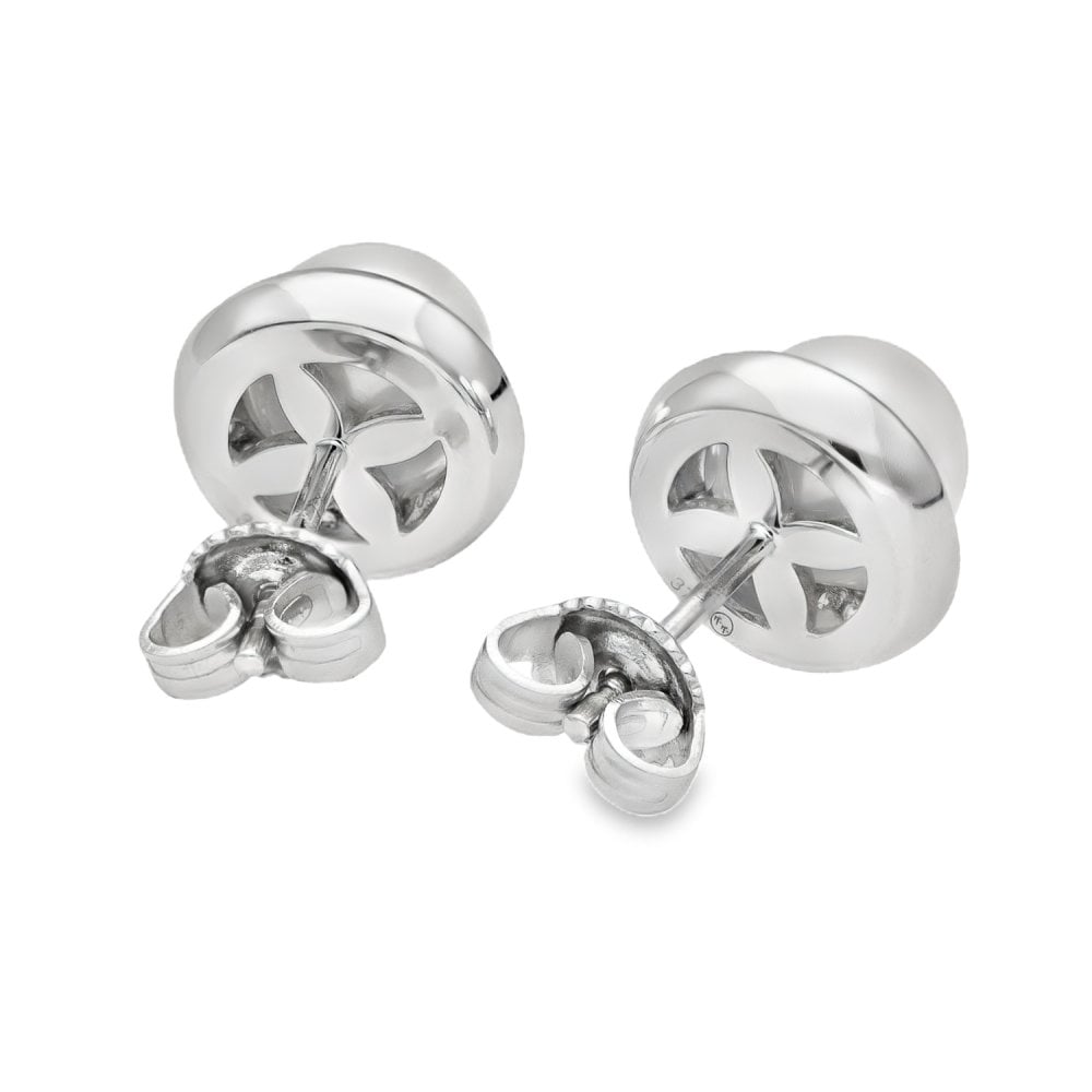 9ct White Gold Pearl & Diamond Halo Stud Earrings - 0.21ct