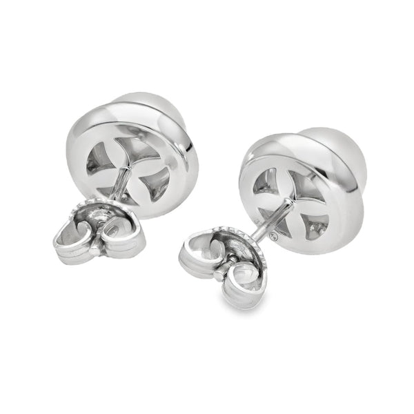9ct White Gold Pearl & Diamond Halo Stud Earrings - 0.21ct