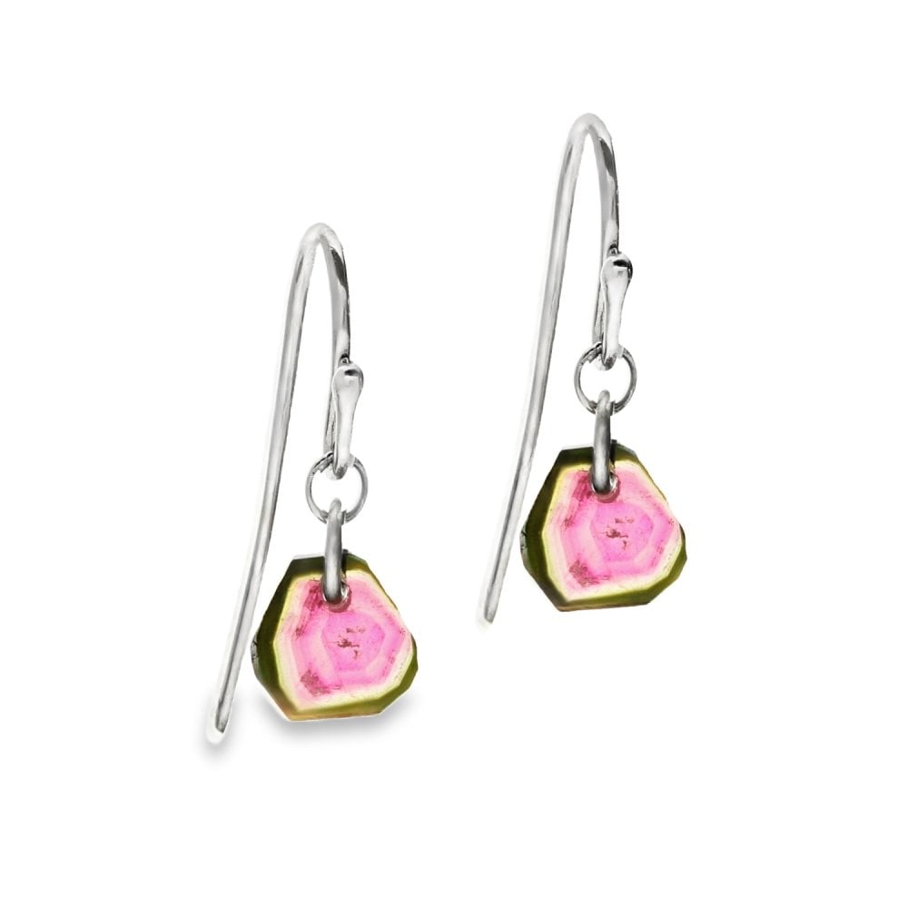 Ladies 18ct White Gold Tourmaline Drop Earrings