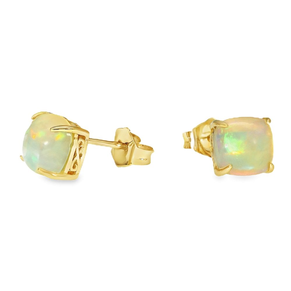 9ct Yellow Gold Opal Stud Earrings
