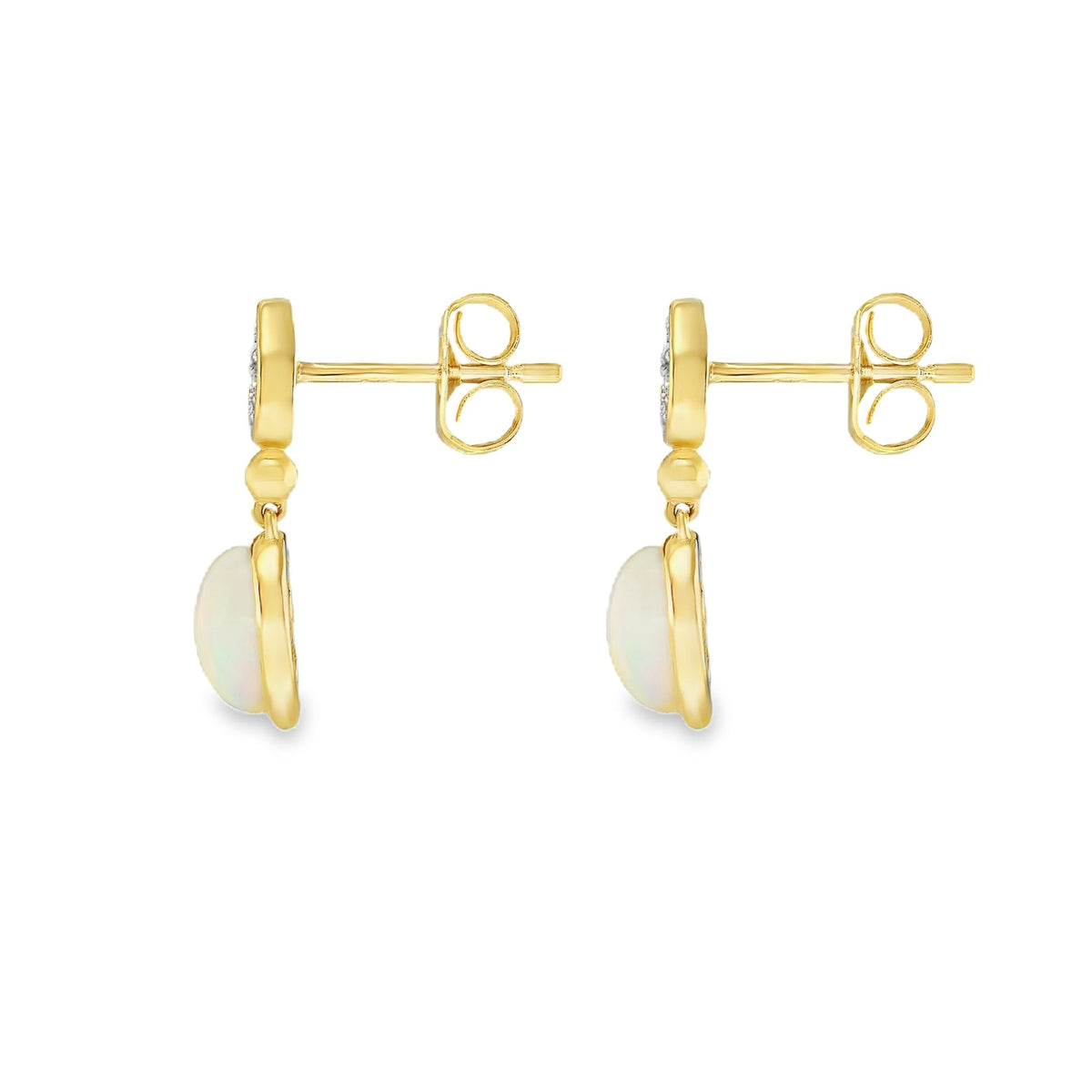 9ct Yellow Gold Opal & Diamond Earrings