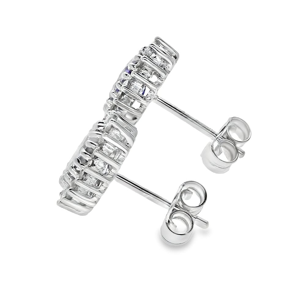 White Gold Blue Tanzanite & Diamond Earrings
