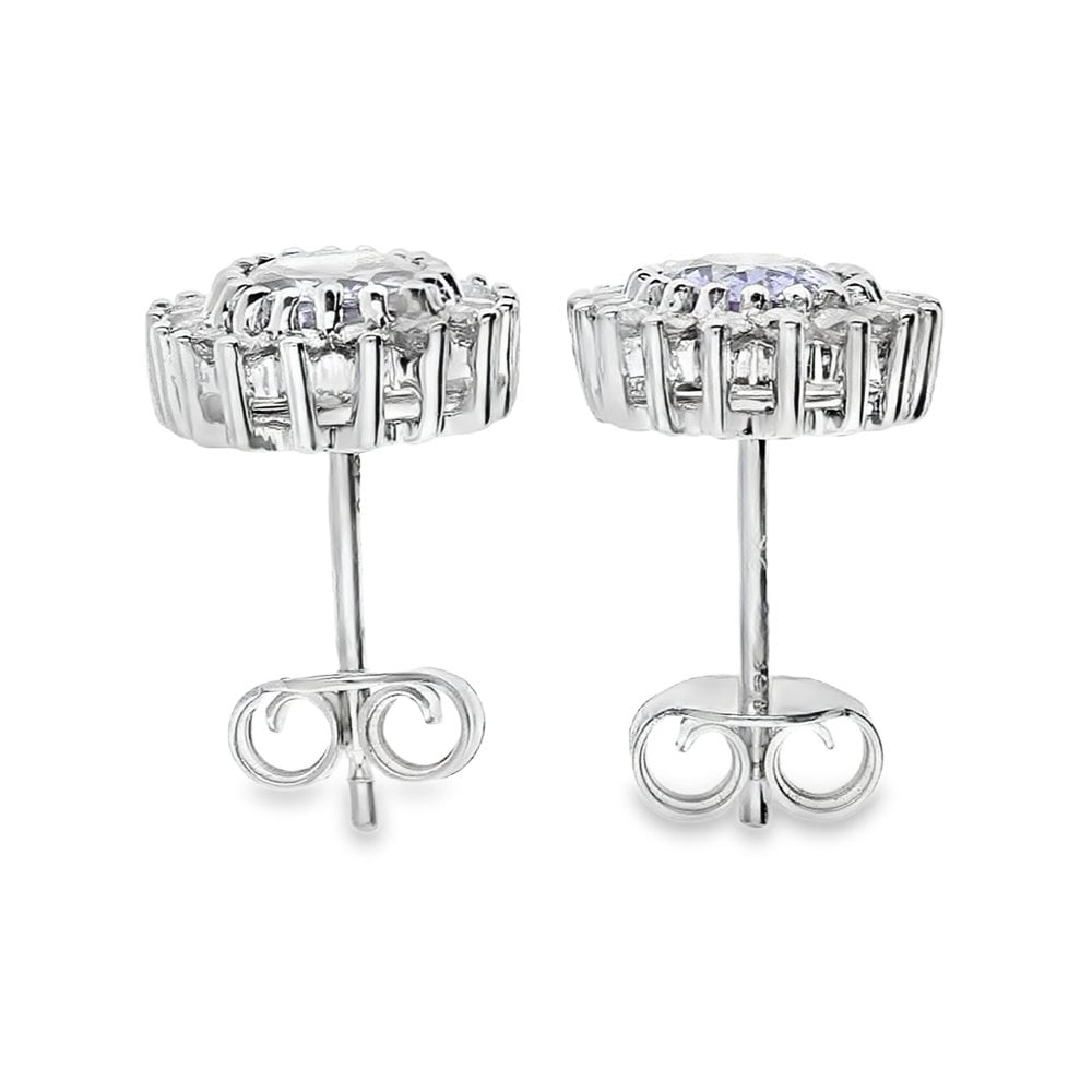 White Gold Blue Tanzanite & Diamond Earrings