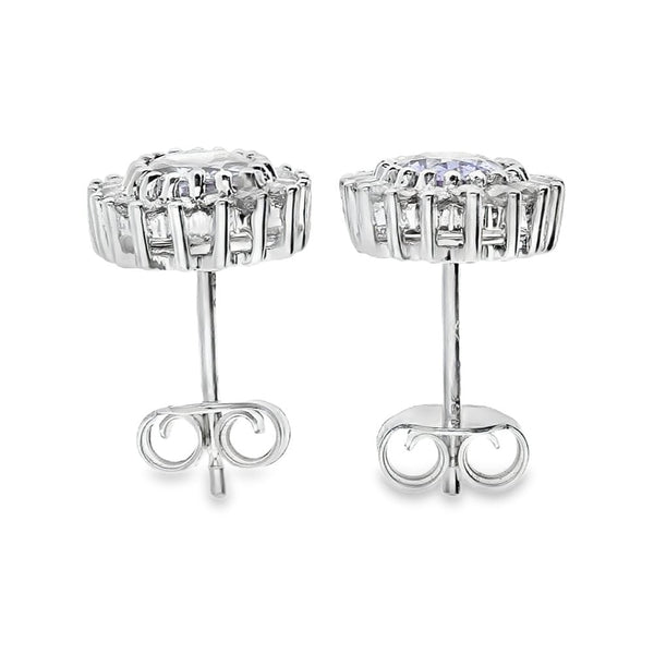White Gold Blue Tanzanite & Diamond Earrings
