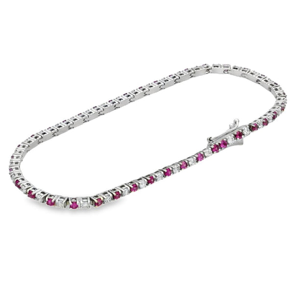 18ct White Gold Pink Sapphire & Diamond Bracelet - 0.94ct