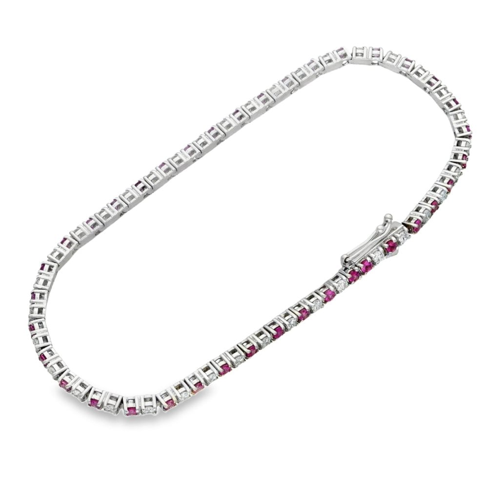 18ct White Gold Pink Sapphire & Diamond Bracelet - 0.94ct