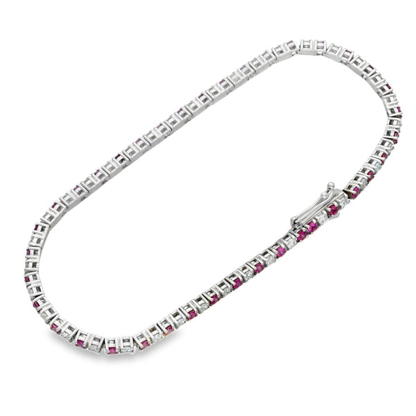 18ct White Gold Pink Sapphire & Diamond Bracelet - 0.94ct
