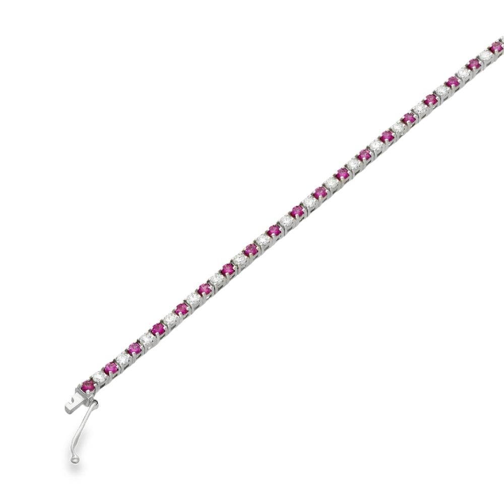 18ct White Gold Pink Sapphire & Diamond Bracelet - 0.94ct