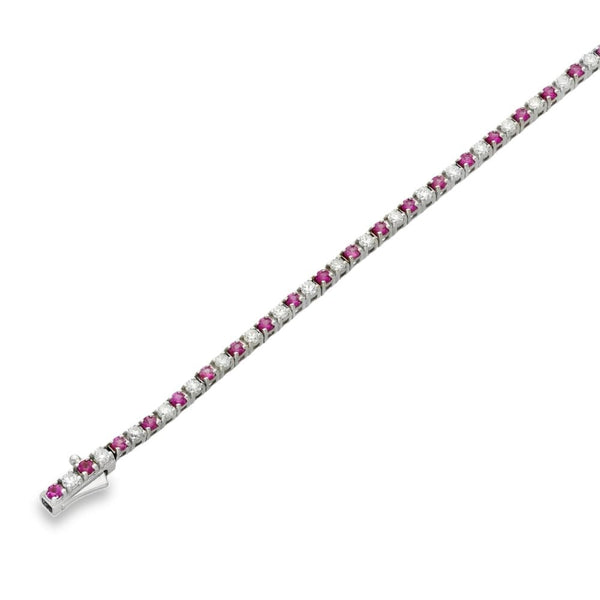 18ct White Gold Pink Sapphire & Diamond Bracelet - 0.94ct