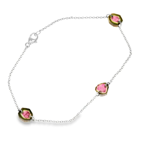 Ladies 18ct White Gold Tourmaline Bracelet - 7"
