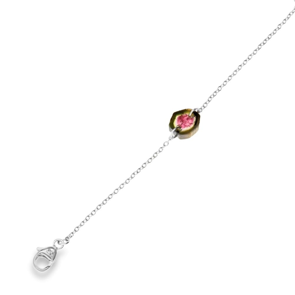 Ladies 18ct White Gold Tourmaline Bracelet - 7"