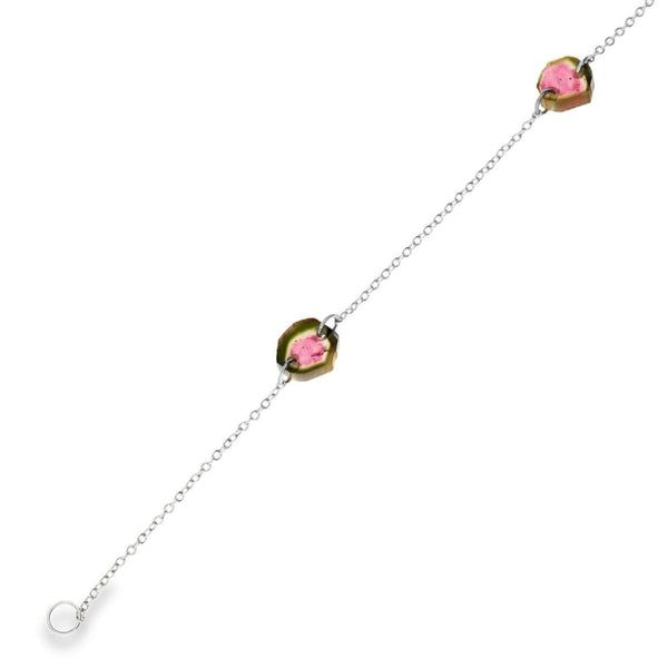 Ladies 18ct White Gold Tourmaline Bracelet - 7"
