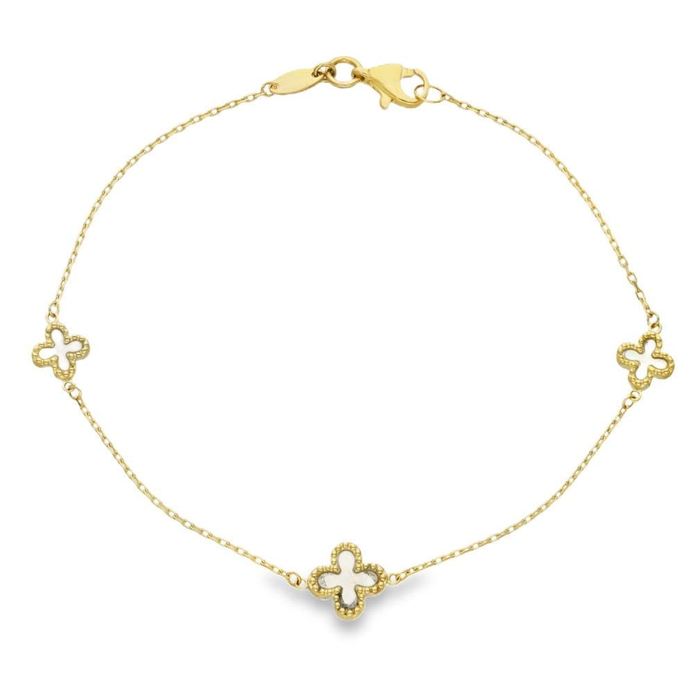 Ladies 9ct Yellow Gold Mother Of Pearl Bracelet - 7.5"