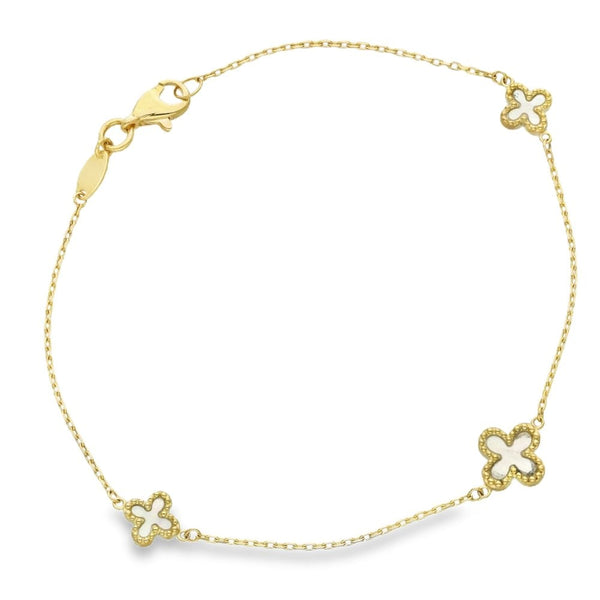 Ladies 9ct Yellow Gold Mother Of Pearl Bracelet - 7.5"