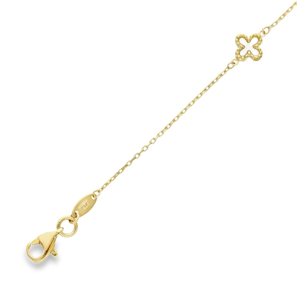 Ladies 9ct Yellow Gold Mother Of Pearl Bracelet - 7.5"