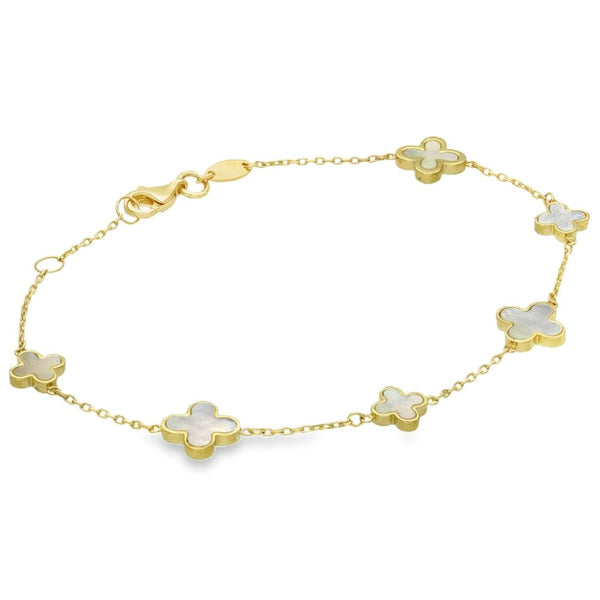Ladies 9ct Yellow Gold Mother of Pearl Bracelet - 7.5"