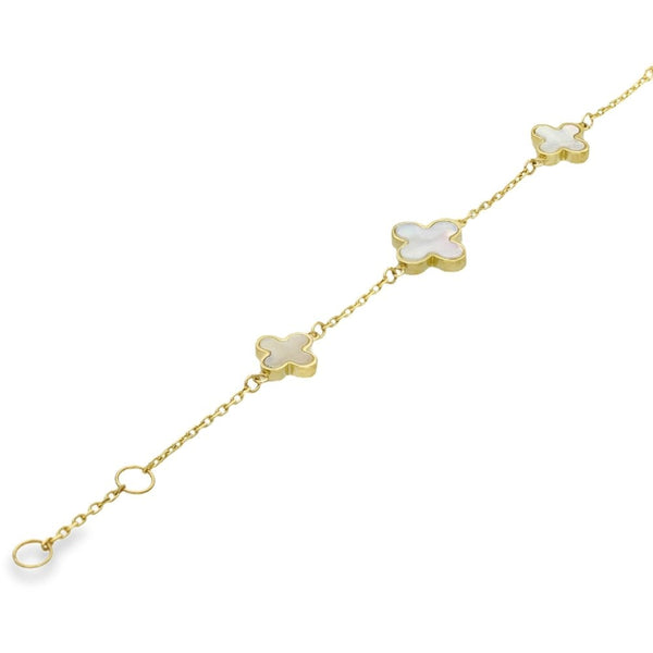Ladies 9ct Yellow Gold Mother of Pearl Bracelet - 7.5"