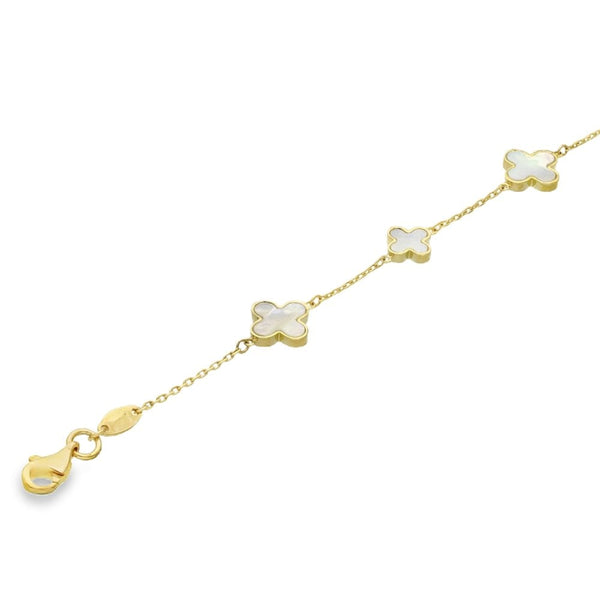 Ladies 9ct Yellow Gold Mother of Pearl Bracelet - 7.5"