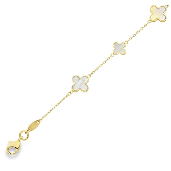 Ladies 9ct Yellow Gold Mother of Pearl Bracelet - 7.5"