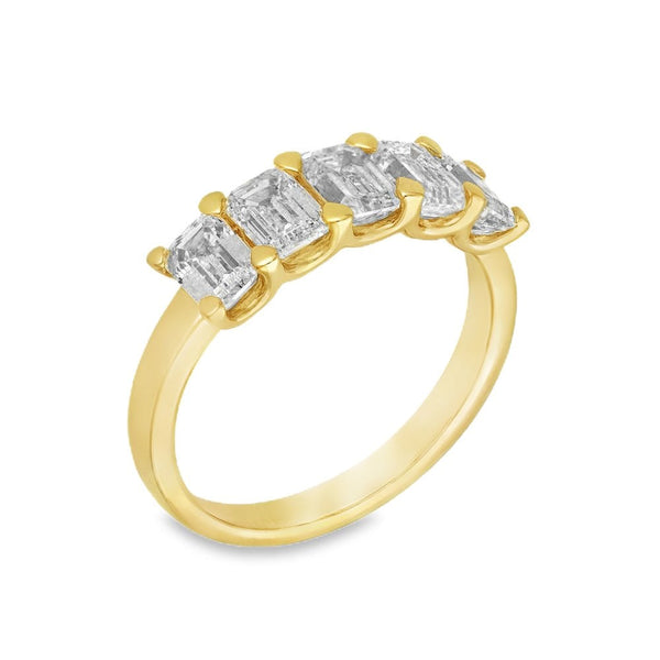 2.15ct Yellow Gold Emerald-Cut Diamond Row Ring - F/VS