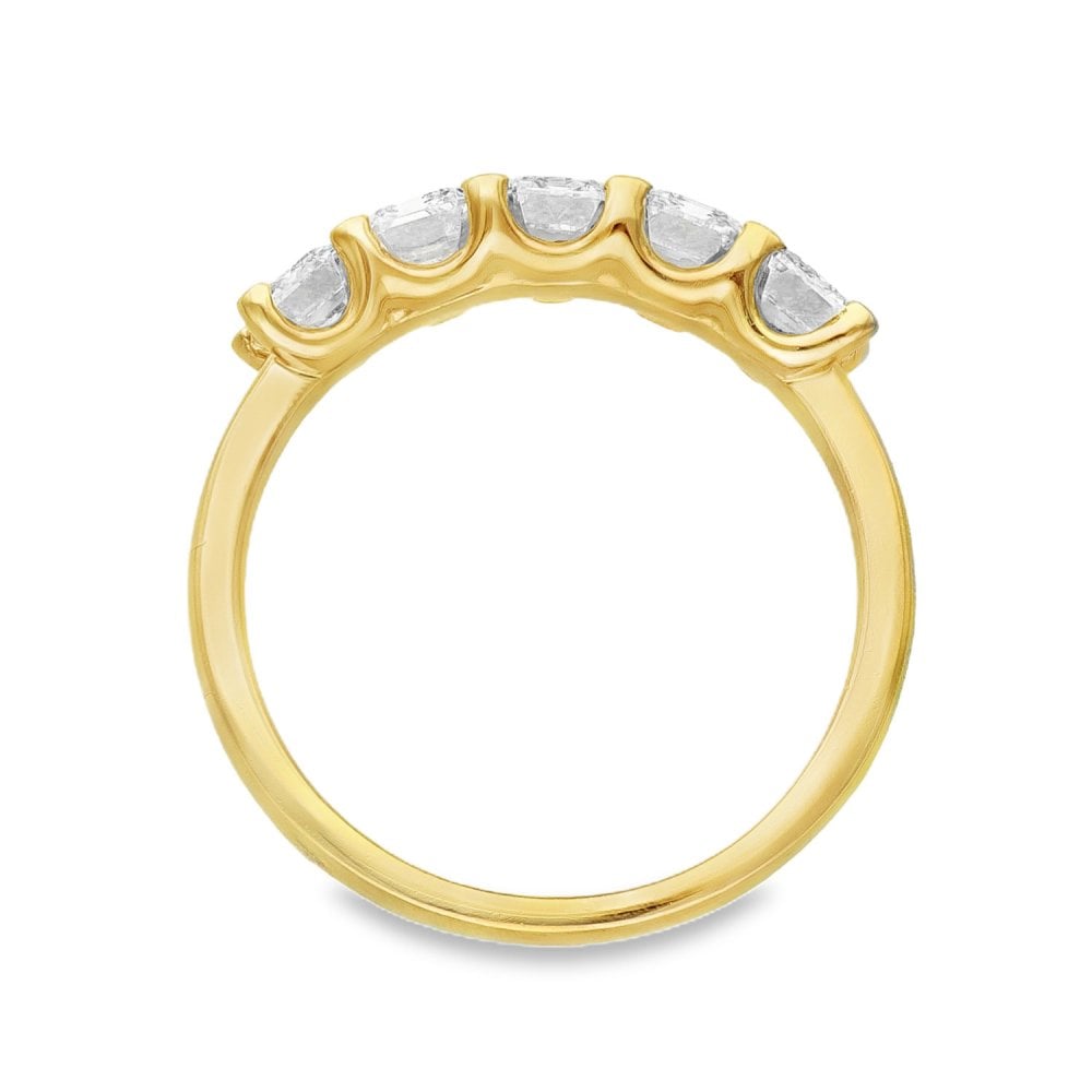 2.15ct Yellow Gold Emerald-Cut Diamond Row Ring - F/VS