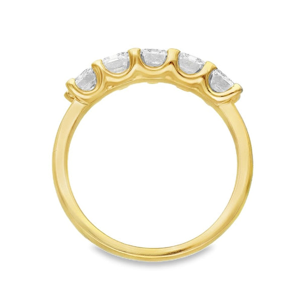 2.15ct Yellow Gold Emerald-Cut Diamond Row Ring - F/VS