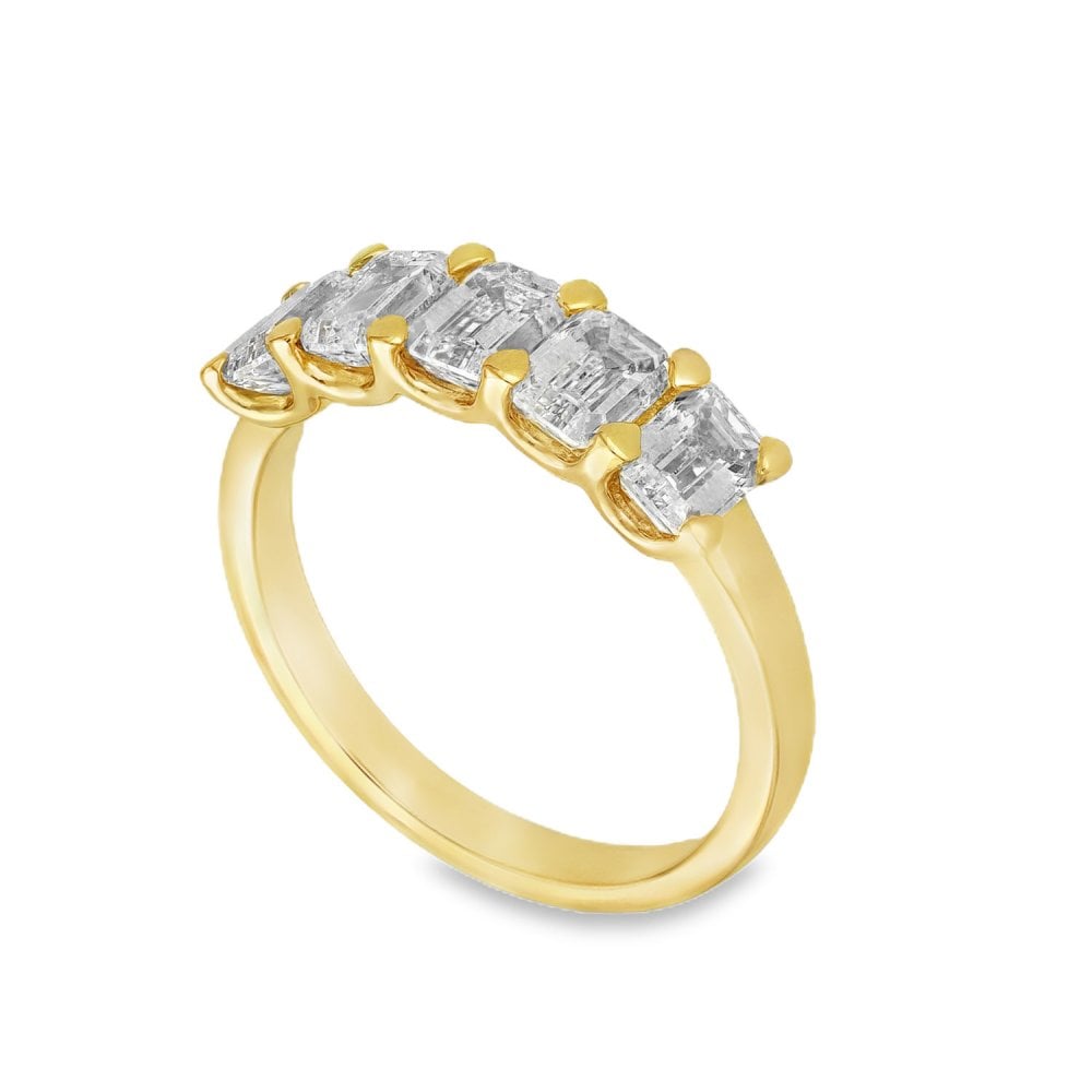 2.15ct Yellow Gold Emerald-Cut Diamond Row Ring - F/VS
