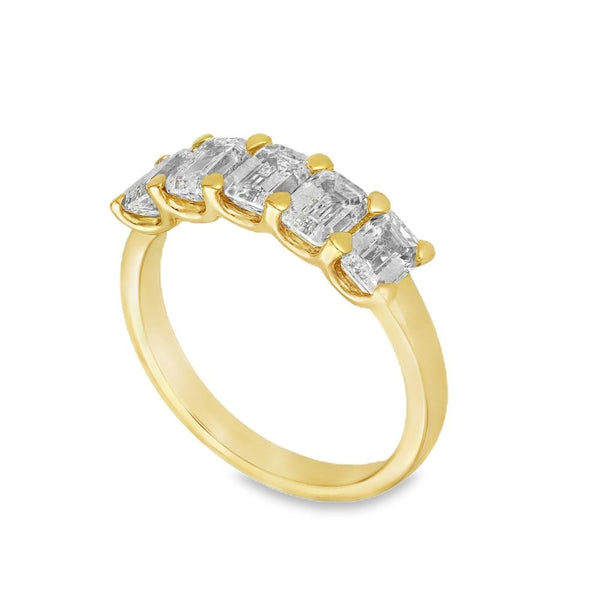 2.15ct Yellow Gold Emerald-Cut Diamond Row Ring - F/VS