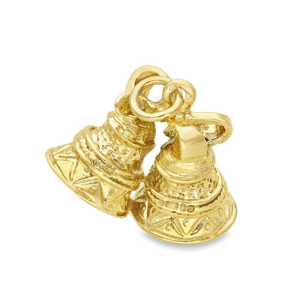 9ct Yellow Gold 2 Bells Charm - 20x17x11mm - 4.9g
