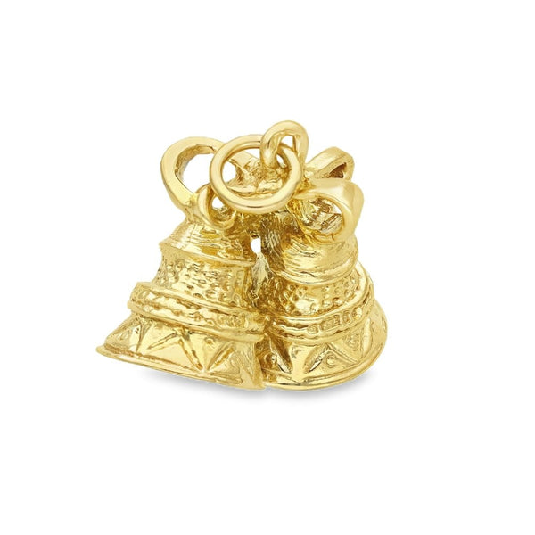 9ct Yellow Gold 2 Bells Charm - 20x17x11mm - 4.9g
