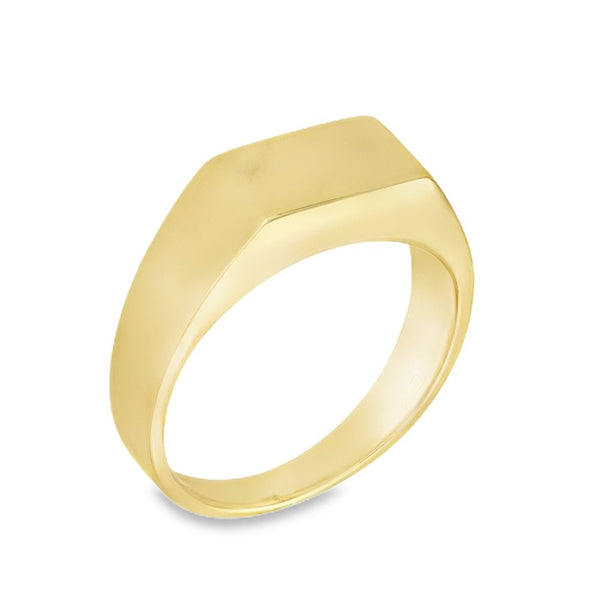 9ct Yellow Gold Plain Rectangular Signet Ring - Size Q - 7mm