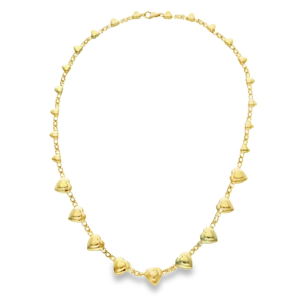 14ct Yellow Gold Fancy Heart Necklace - 19" - 21.7g