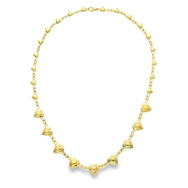 14ct Yellow Gold Fancy Heart Necklace - 19" - 21.7g