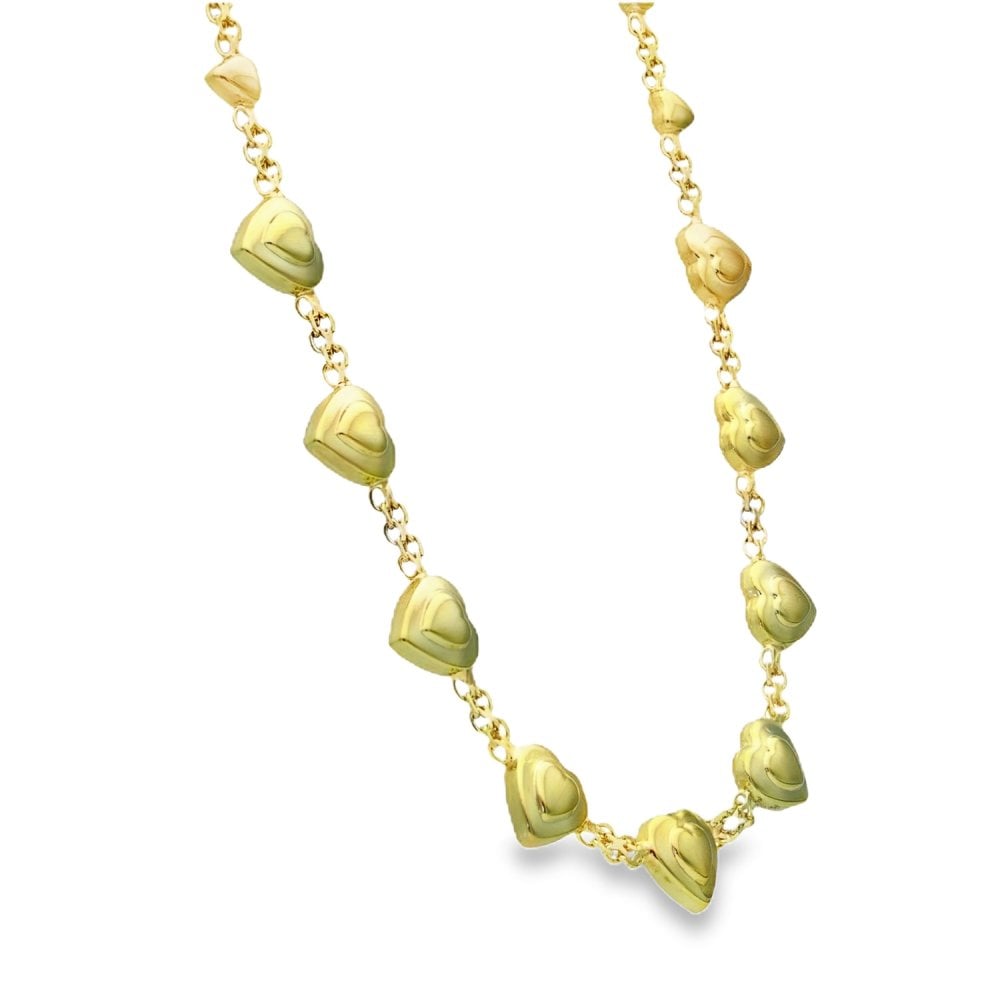 14ct Yellow Gold Fancy Heart Necklace - 19" - 21.7g