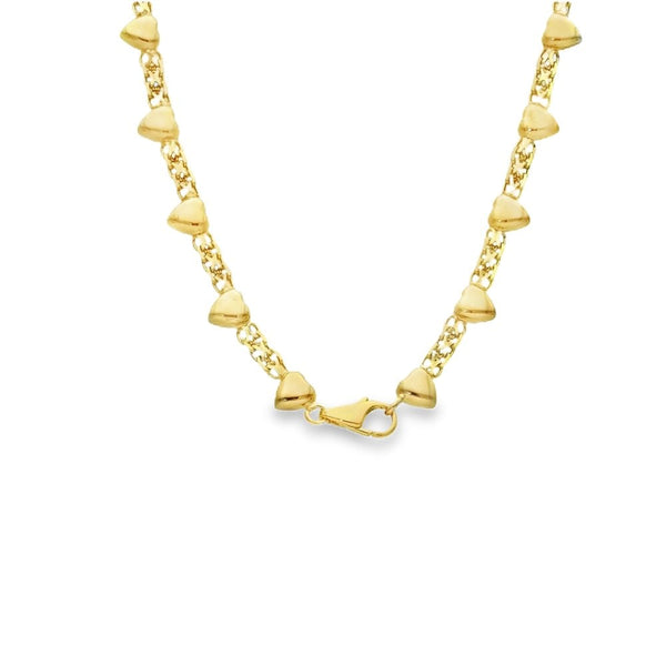 14ct Yellow Gold Fancy Heart Necklace - 19" - 21.7g