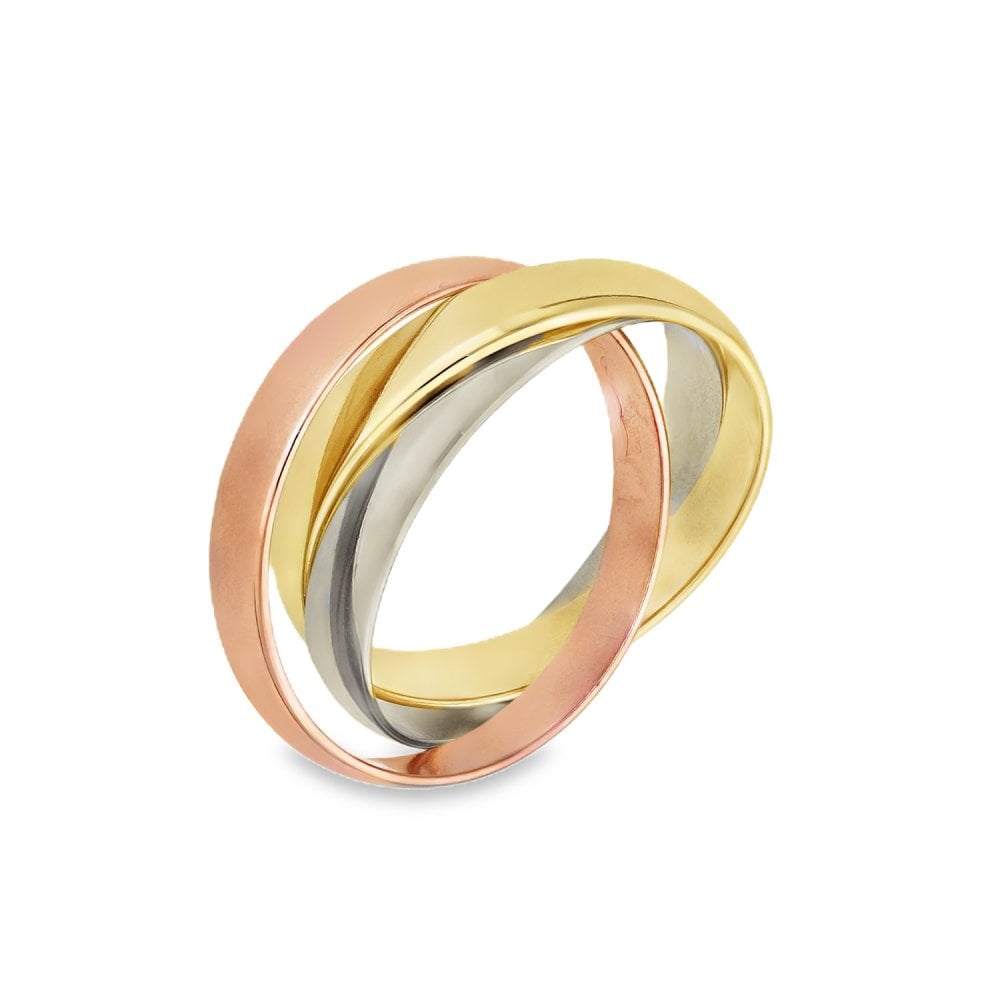 9ct Multi-Tone Gold Russian Wedding Ring - Size I½ - 3mm
