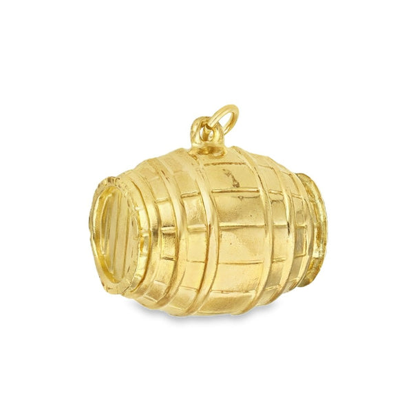 9ct Yellow Gold Hollow Barrel Charm - 17x13x13mm - 1.8g