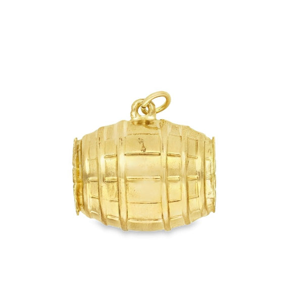9ct Yellow Gold Hollow Barrel Charm - 17x13x13mm - 1.8g