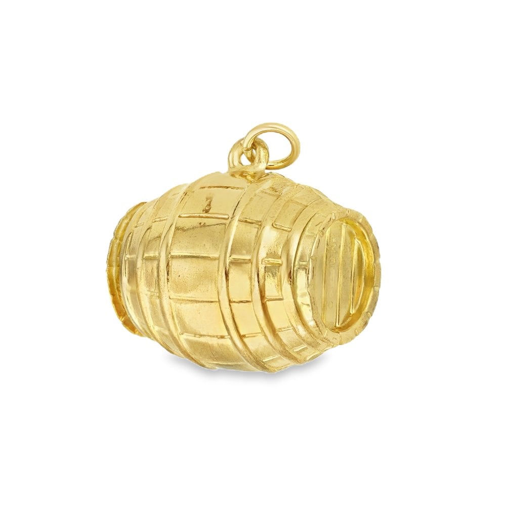 9ct Yellow Gold Hollow Barrel Charm - 17x13x13mm - 1.8g