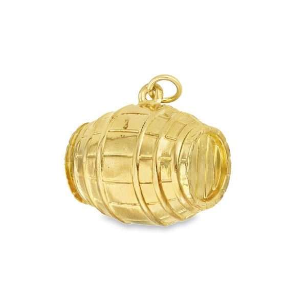 9ct Yellow Gold Hollow Barrel Charm - 17x13x13mm - 1.8g