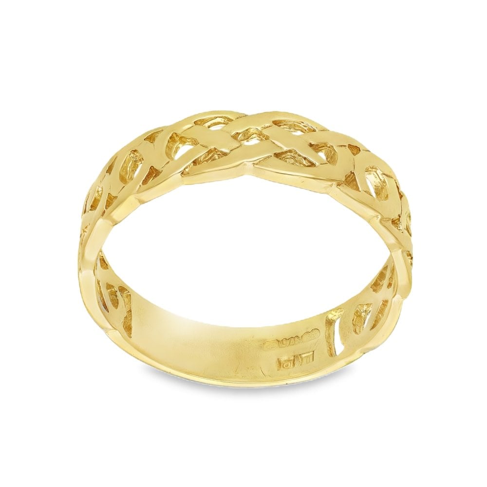 9ct Yellow Gold Celtic-Style Band - Size S - 5mm