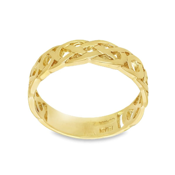 9ct Yellow Gold Celtic-Style Band - Size S - 5mm
