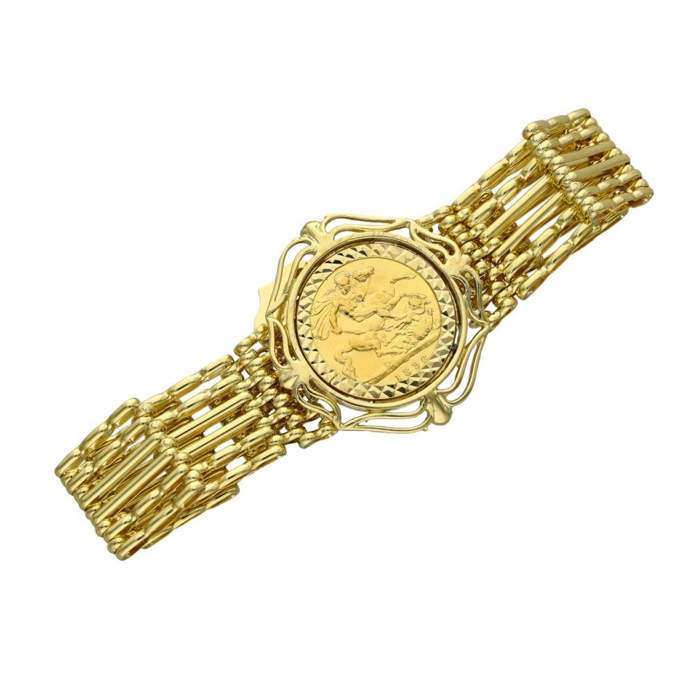 1896 Yellow Gold Half Sovereign Coin Bracelet - 7" - 21.9g