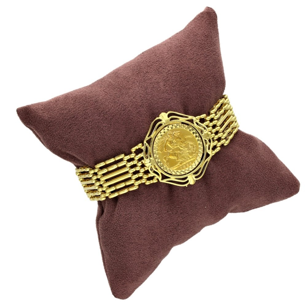 1896 Yellow Gold Half Sovereign Coin Bracelet - 7" - 21.9g