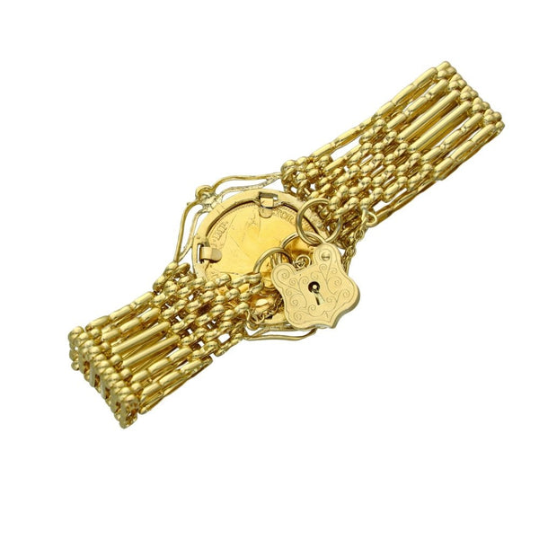 1896 Yellow Gold Half Sovereign Coin Bracelet - 7" - 21.9g