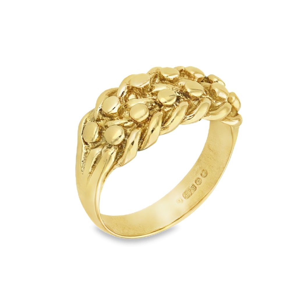 9ct Yellow Gold Shot Ring - Size L½ - 9mm