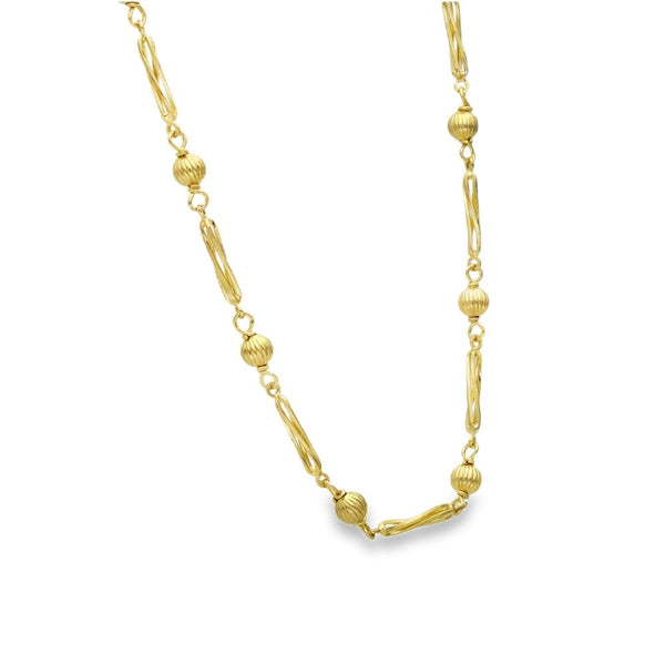 9ct Yellow Gold Twist Cage & Ball-Link Chain - 30" - 19.6g
